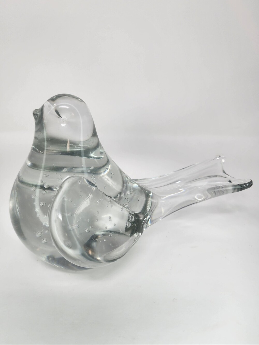 Chonky Bird Clear Art Glass Paperweight - Picture 2 of 10